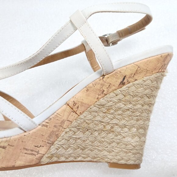 BP Stella White Strappy Cork Wedge Sandals 4.5" Platform Size 8 w/ Box VGUC - Picture 15 of 16